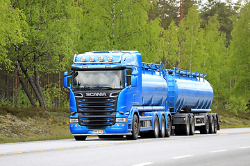 Image showing Blue Scania Tank Truck on Road
