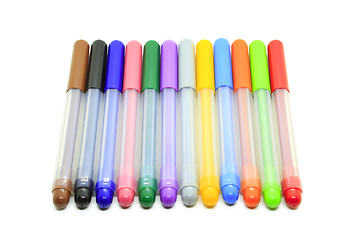 Image showing Multicolored markers isolated on a white 