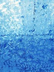 Image showing Beautiful ice pattern on winter window glass