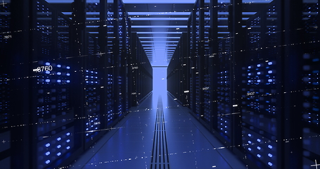 Image showing Data Center Computer Racks In Network Security Server Room Cryptocurrency Mining