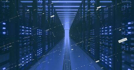 Image showing Data Center Computer Racks In Network Security Server Room Cryptocurrency Mining