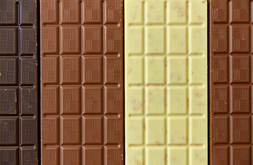 Image showing different kinds of chocolate on brown background