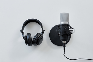 Image showing headphones and microphone on white background