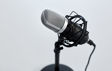 Image showing close up of microphone on white background