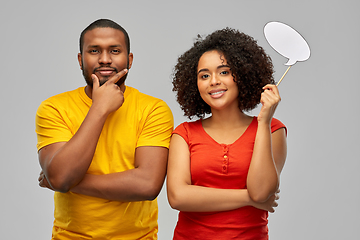 Image showing african american couple with blank speech bubble