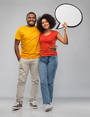 Image showing african american couple with blank speech bubble