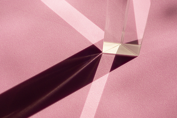 Image showing Straight geometric shapes of light and shadow in abstraction on pink