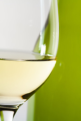 Image showing white wine bottle with a glass details