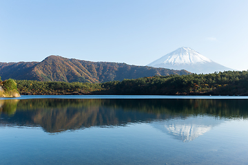 Image showing Lake saiko with Fuji Mountain