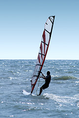 Image showing Windsurfer on waves of a sea 2