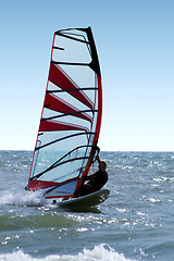 Image showing Windsurfer on waves of a sea 3