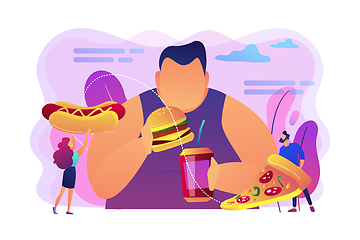 Image showing Overeating addiction concept vector illustration.