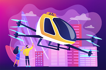 Image showing Aerial taxi service concept vector illustration.