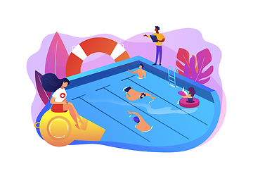 Image showing Swimming and lifesaving classes concept vector illustration.