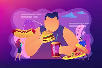 Image showing Overeating addiction concept vector illustration.