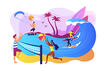 Image showing Summer beach activities concept vector illustration.