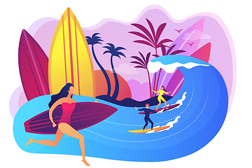 Image showing Surfing school concept vector illustration.