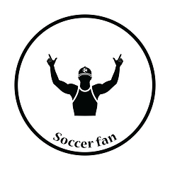 Image showing Football fan with hands up icon