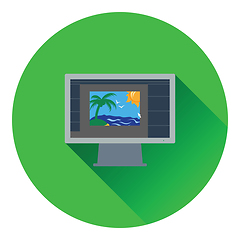 Image showing Icon of photo editor on monitor screen