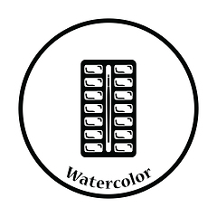 Image showing Watercolor paint-box icon