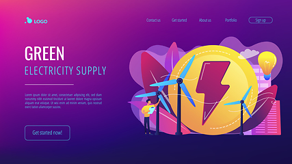 Image showing Wind power concept landing page.