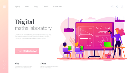 Image showing Math lessons landing page template.