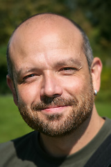 Image showing man with beard portrait outdoors