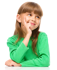 Image showing Portrait of a pensive little girl