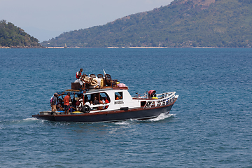 Image showing Malagasy freighter ship in Nosy Be bay, Madagascar