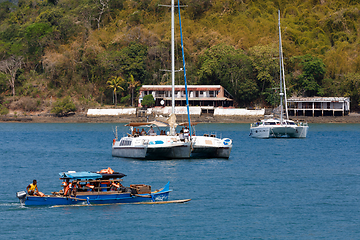 Image showing Malagasy freighter ship in Nosy Be bay, Madagascar