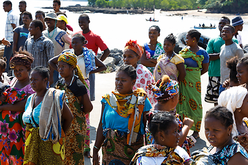 Image showing Malagasy woman waiting for transport ship, Nosy Be, Madagascar