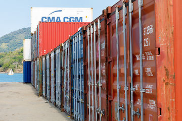 Image showing ship containers in the port of Nosy Be, Madagascar