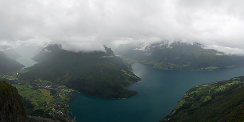 Image showing View from Hoven Mountain, Nordfjord, Norway