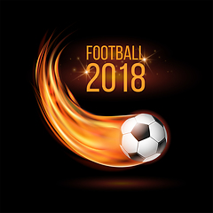 Image showing Flying football or soccer ball on fire.