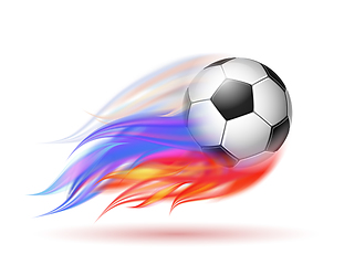 Image showing Soccer ball with flame trail of Russian Flag