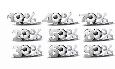 Image showing Set of percent discount icons with soccer ball