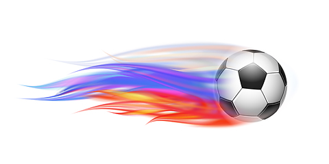 Image showing Soccer ball with flame trail of Russian Flag