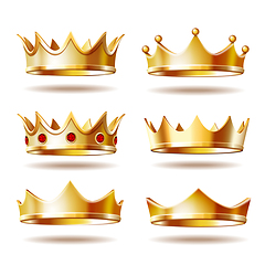 Image showing Set of golden crowns for king