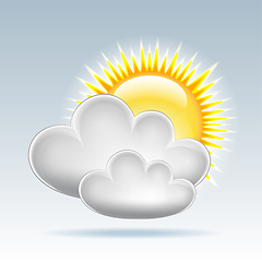 Image showing Sun and clouds weather web icon. Vector