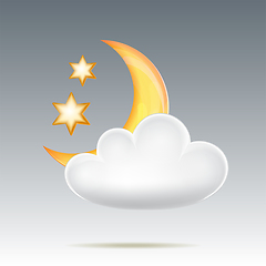 Image showing Semimonthly and stars behind cloud in night sky