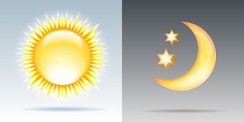 Image showing Day and night illustrations with sun and moon.