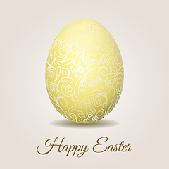Image showing Easter card with pale yellow pastel Easter egg