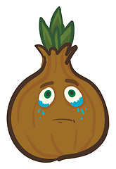 Image showing Crying brown onion vector illustration on white background.