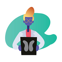 Image showing Minimalistic modern vector illustration of a doctor showing a sc