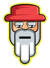 Image showing Old man with white beard and hair wearing red hat illustration v