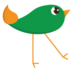 Image showing A small green bird with long legs looks cute vector or color ill