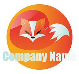 Image showing Modern fox inside orange circle vector logo design on a white ba