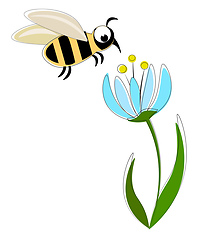 Image showing Bee on the blue flower vector illustration on white background