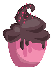 Image showing Pink icecream cup with choclate icecream and pink sprinkles on t