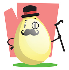 Image showing Gallant Easter egg with monocle and top hat illustration web vec